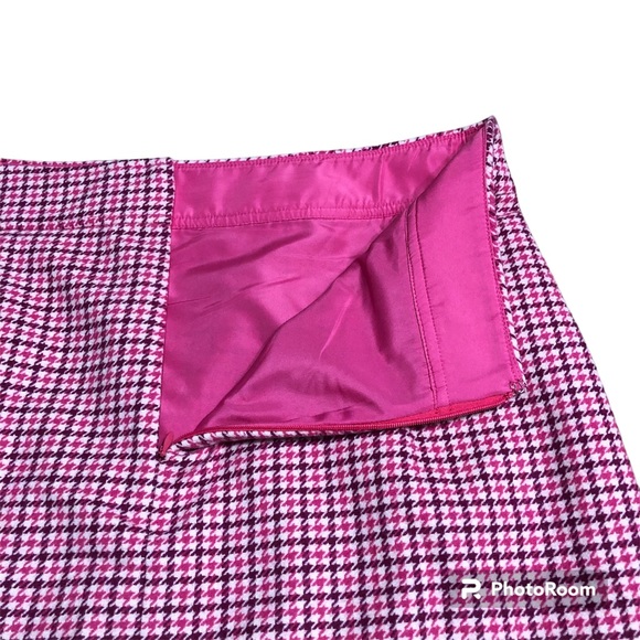 J Crew Factory Wool Houndstooth Mini Skirt Pink 12 - Picture 3 of 7